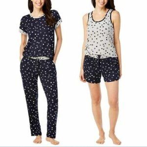 Lucky Brand 4-Piece Tee Tank Short Pant Pajama 2 Set Blue Star Navy Size S …